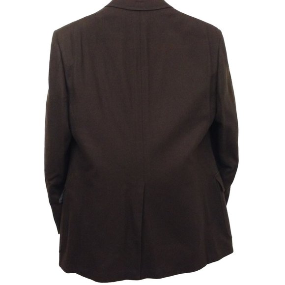 Vintage 80s Austin Reed USA-Made Wool Sport Coat -38R Heraldic Lion Brown Mended - Picture 8 of 9